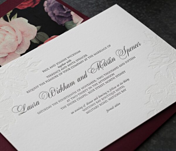 letterpress wedding invitations Sydney